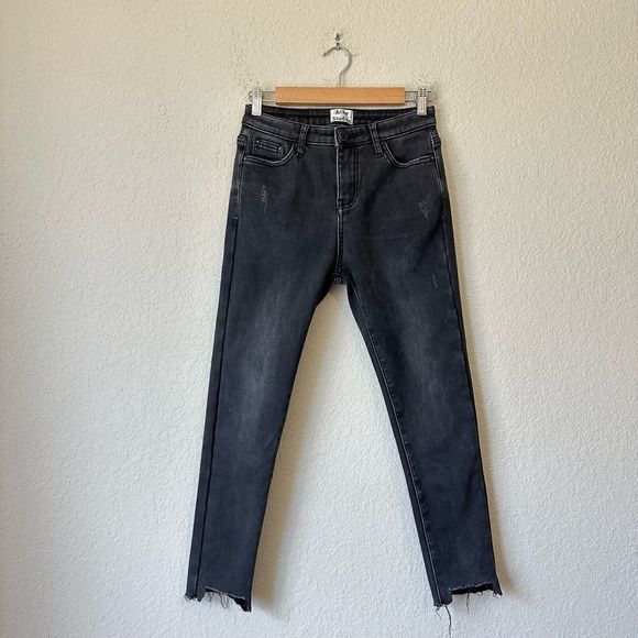 ACNE STUDIOS BLÅ KONST Cut-Off Skinny Jeans in Heathered Black - Picture 3 of 12